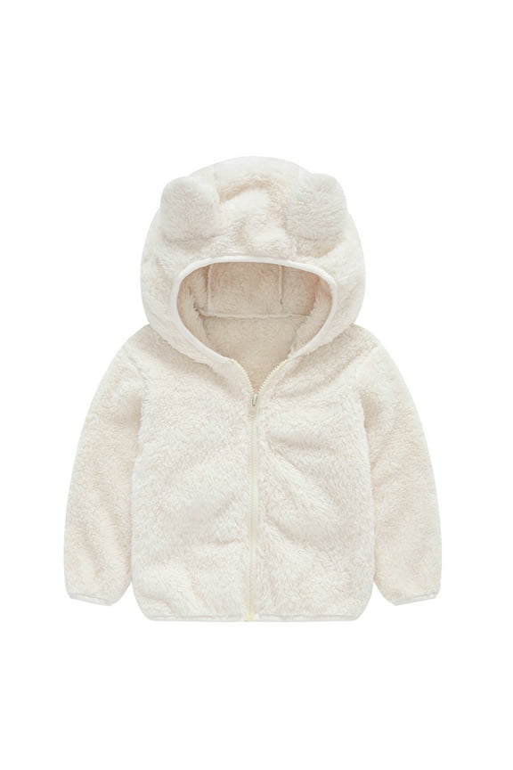 Baby Boys Girls Hooded Jacket Coat Bear Ear Zipper Up Jacket Coat Tops Cute Warm Coat Tops Winter Baby Essentials 6-9 Months