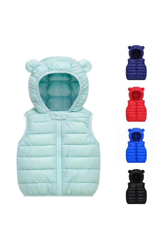 Baby Boys Girls Hooded Vest Coat Winter Lightweight Sleeveless Bear Ears Zipper Up Jacket Light Weight Jacket for Toddler Winter Coat Girls Size 14 Light Weight Girl Jacket Size 4 Junior Girls Winter