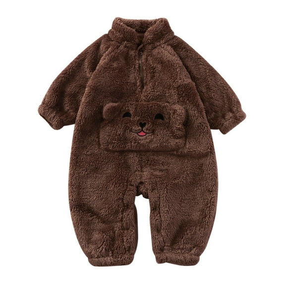 Baby Boys Girls Jumpsuit Winter Onesie Warm Home Clothes Children Cute Cartoon Plush Pajamas