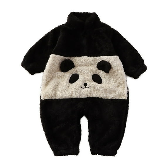 Baby Boys Girls Jumpsuit Winter Onesie Warm Home Clothes Children Cute Cartoon Plush Pajamas