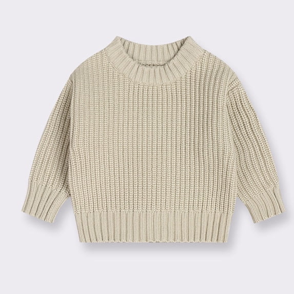 Baby Boys Girls Knit Sweater Cute Round Neck Long Sleeve Solid Casual Tops Oversized Sweatshirt Toddler Boys Girls Fall Outfits for Toddler Kids 2-3 Years
