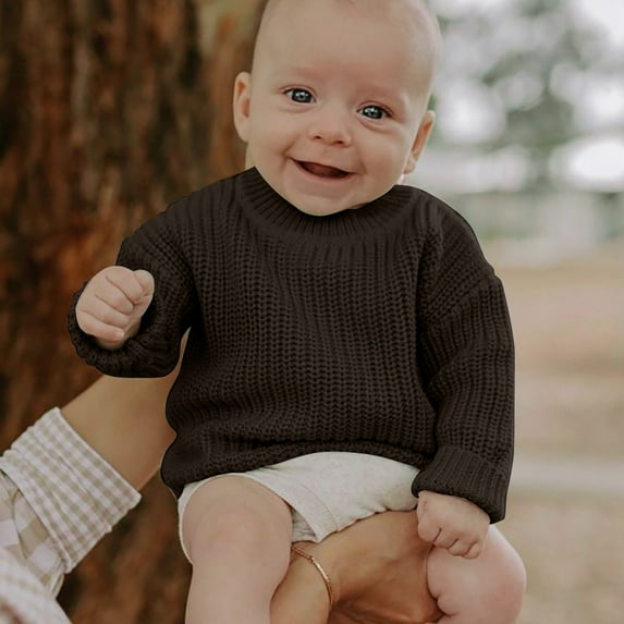 Baby Boys Girls Knit Sweater Cute Round Neck Long Sleeve Solid Color Pullover Top Oversized Pullover Winter Outfits for Boys And Girls 6T