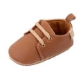 thumbnail image 1 of Baby Boys Girls Lace Up Leather Sneakers Soft Rubber Sole Infant Moccasins Newborn Oxford Loafers Anti-Slip Toddler Wedding Uniform Dress Shoes, 1 of 8