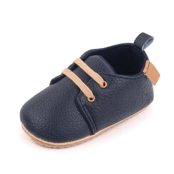 Baby Boys Girls Lace Up Leather Sneakers Soft Rubber Sole Infant Moccasins Newborn Oxford Loafers Anti-Slip Toddler Wedding Uniform Dress Shoes