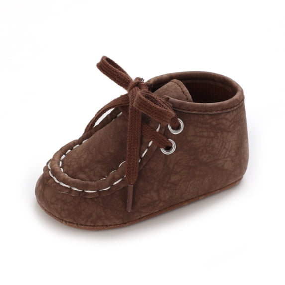 Baby Boys Girls Lace Up Leather Sneakers Soft Rubber Sole Infant Moccasins Newborn Oxford Loafers Anti-Slip Toddler Wedding Uniform Dress Shoes