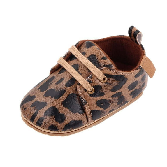 Baby Boys Girls Lace Up Leather Sneakers Soft Rubber Sole Infant Moccasins Newborn Oxford Loafers Anti-Slip Toddler Wedding Uniform Dress Shoes