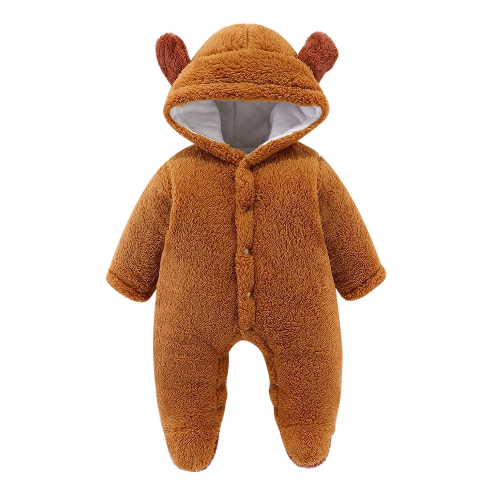 Baby Boys Girls Long Sleeve Patchwork Cute Bear Ears Hooded Romper