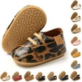 thumbnail image 1 of Baby Boys Girls Moccasins Oxford Sneakers PU Leather Rubber Sole Infant Loafers Anti-Slip Toddler First Walkers Crib Dress Shoes, 1 of 6