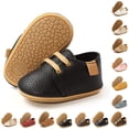thumbnail image 1 of Baby Boys Girls Moccasins Oxford Sneakers PU Leather Rubber Sole Infant Loafers Anti-Slip Toddler First Walkers Crib Dress Shoes, 1 of 6