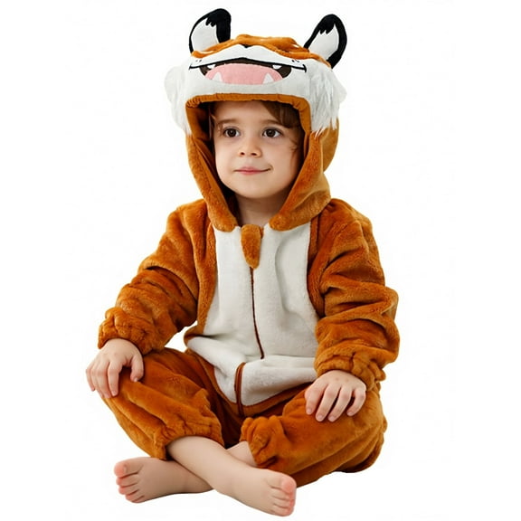 Baby Boys Girls New Christmas Hooded Unisex Toddler Animal Outfit Baby Bodysuit Long Sleeve Baby Halloween Outfit Clothes 6-12 Months