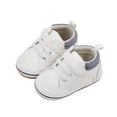 thumbnail image 1 of Baby Boys Girls Non- Sole High-Top PU Leather Baby Sneakers Toddler Crib First Walker Shoes,Color:White,Size:0-6 Months, 1 of 7