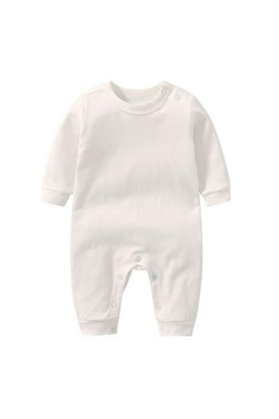 Baby Boys Girls One Piece Clothes Cotton Crew Neck Long Sleeve Newborn Jumpsuit Onesie Pullover Playsuits, 3 Months White