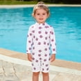 thumbnail image 1 of Baby Boys Girls One Piece Swimsuit Long Sleeve Protection Bathing Suit Infant Toddler Summer Printed Swimwear Purple 2-3 Years, 1 of 6