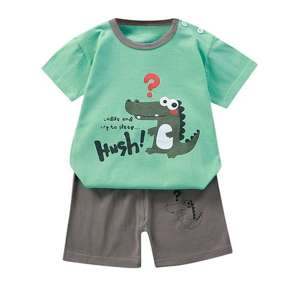 Baby Boys Girls Outfits Sets Cartoon Printed Short Sleeve Tops Printed Shorts 2PCS Clothes Sets Dailywear