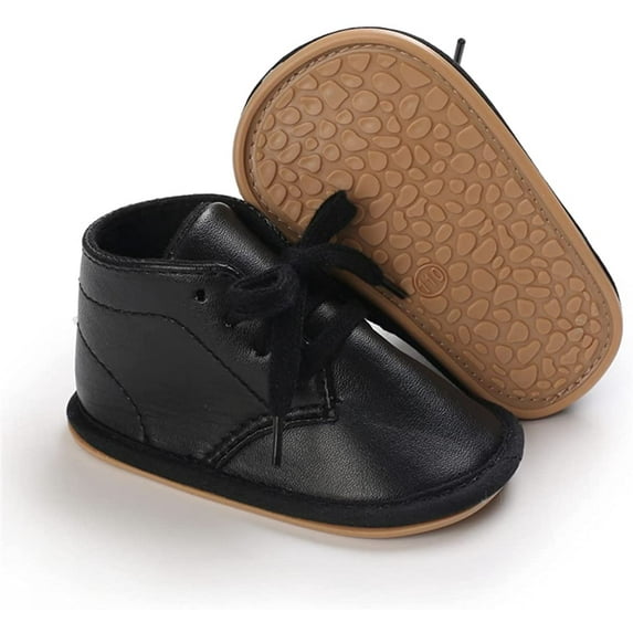 Baby Boys Girls Oxford Shoes Hard Bottom Lace Up Sneaker PU Leather Moccasin Infant Toddler First Walker Uniform Dress Loafer Shoes 3-18 Months
