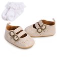 thumbnail image 1 of Baby Boys Girls PU Leather Crib Shoes Newborn Soft-soled Crib Shoes + Socks Set, 1 of 5