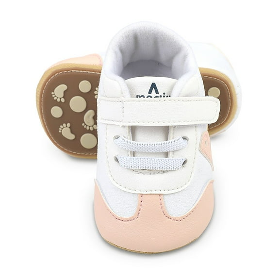 Baby Boys Girls PU Leather Shoes Infant Toddler Retro Color Block High Top Lace up Slip On Soft Sole Sneakers Anti Skid Newborn First Walker Shoes for 0-18 Months