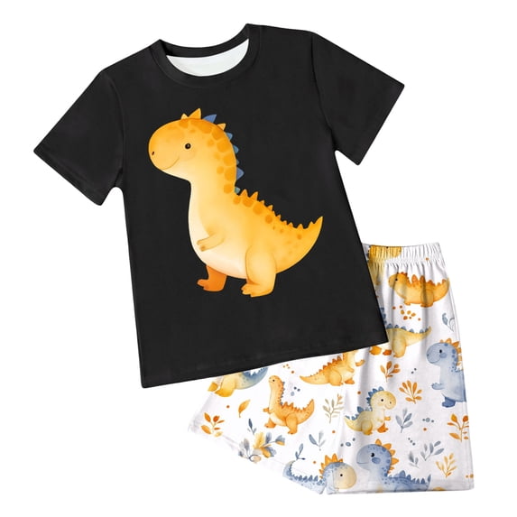 Baby Boys Girls Pajamas Sleepwear Set Car Crew Neck Tee Shorts 6-7 Y 7-8 Y 8-9 Y Premium Cotton Tagless Design Outdoor Fun Machine Washable Gift (6-7 Years,Black)