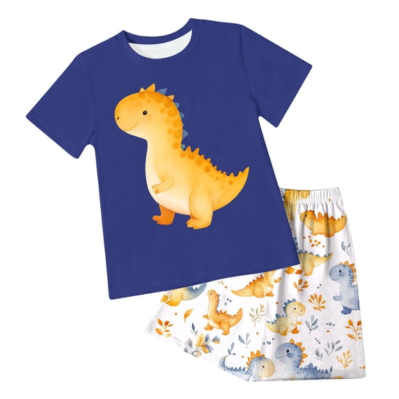 Baby Boys Girls Pajamas Sleepwear Set Car Crew Neck Tee Shorts 6-7 Y 7-8 Y 8-9 Y Premium Cotton Tagless Design Outdoor Fun Machine Washable Gift (9-10 Years,Blue)