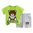 thumbnail image 1 of Baby Boys Girls Pajamas Sleepwear Set Cartoon Crew Neck Tee Shorts 2-3 Y 3-4 Y 4-5 Y Premium Cotton Tagless Design Beach Vacation Machine Washable (3-4 Years,Light Green), 1 of 3