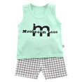 thumbnail image 1 of Baby Boys Girls Pajamas Sleepwear Set Letter Tee Shorts 12-18 Months 18-24 Months 2-3 Years Premium Cotton Tagless Design Daily Wear Machine Washable (3-9 Months,Green), 1 of 4