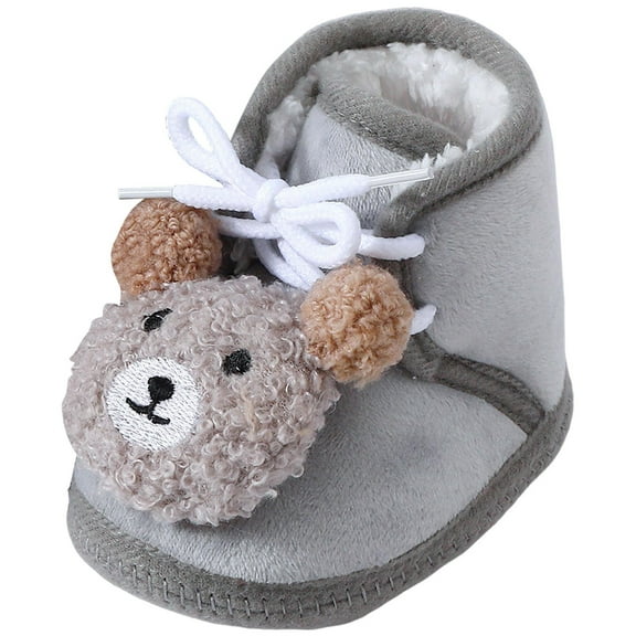 Baby Boys Girls Plush Walking Shoes Cute Animals Slip On Ankle Boots Non Slip Furry Indoor Slippers
