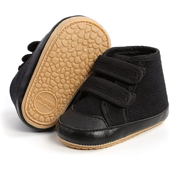 Baby Boys Girls Pu Leather Hard Bottom Walking Sneakers Toddler Rubber Sole First Walkers Infant Cartoon Slippers Crib Shoes