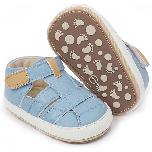 Baby Boys Girls Pu Leather Hard Bottom Walking Sneakers Toddler Rubber Sole First Walkers Infant Cartoon Slippers Crib Shoes