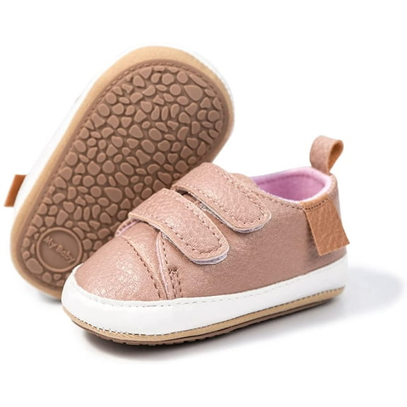 Baby Boys Girls Pu Leather Hard Bottom Walking Sneakers Toddler Rubber Sole First Walkers Infant Cartoon Slippers Crib Shoes