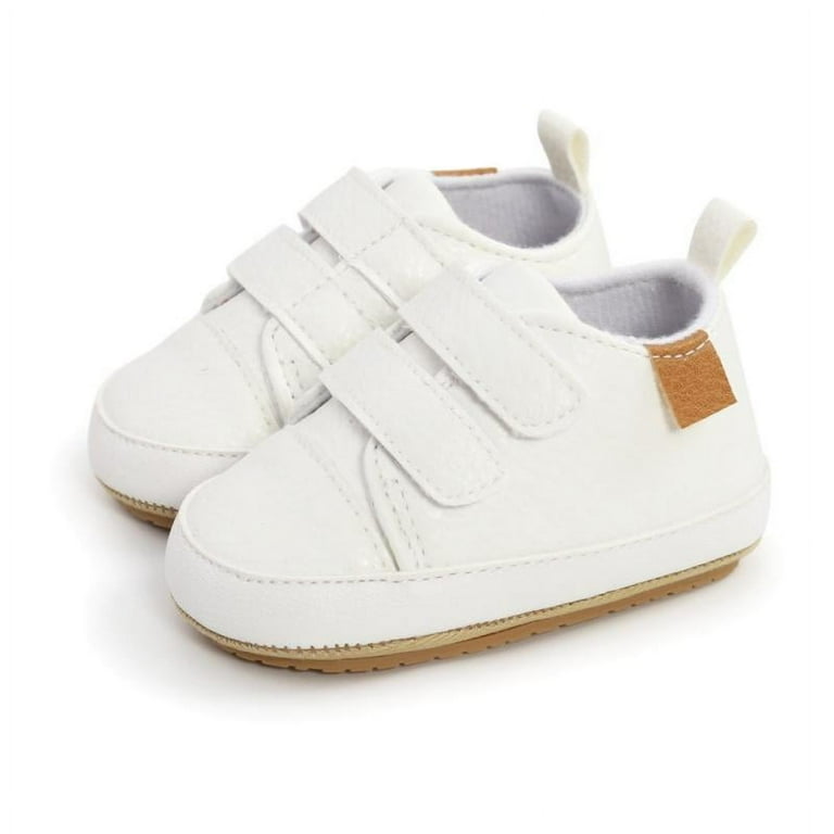 Baby Boys Girls Pu Leather Hard Bottom Walking Sneakers Toddler