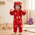 thumbnail image 1 of Baby Boys Girls Romper Infant Hooded Jumpsuit Long Sleeve Onesie Outwear Outfits Red 31-36 Months, 1 of 7