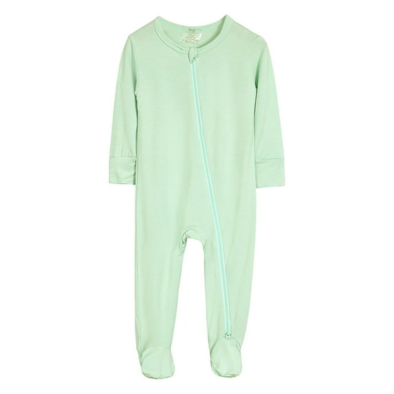 Baby Boys Romper Jumpsuit Soft Footed Pajamas Long Sleeve Zipper Sleeper for Toddler Comfortable Playwear 18-24 Months Green