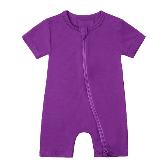 Baby Boys Girls Romper Jumpsuits, 2-Pack Cotton Short Sleeve Sleeper with 2-Way Zipper, Footless Sleep and Play Pajamas 3-24 Months