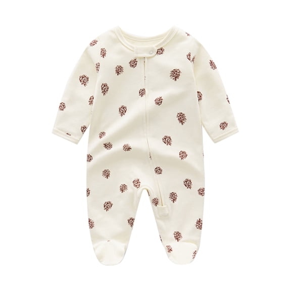 Baby Boys Girls Romper Long Sleeve Wrap Feet Autumn Winter Zipper Baby Onesie Boys Flower Printing Baby Suit,Size 3 Months-6 Months