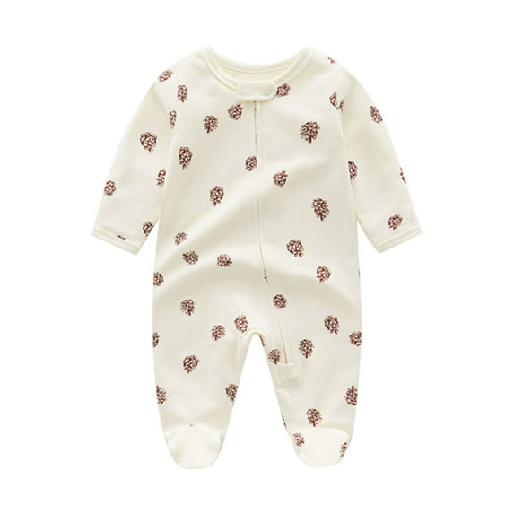 Baby Boys Girls Romper Long Sleeve Wrap Feet Autumn Winter Zipper Baby Onesie Boys Flower Printing Baby Suit,Size 6 Months-9 Months