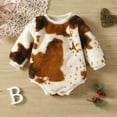 thumbnail image 1 of Baby Boys Girls Romper Outwear Plush Long Sleeve Cow Printed Thick Warm Sweatshirt Jumpsuits, 1 of 5