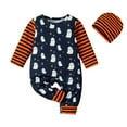 Baby Boys Girls Romper Striped Outfits Long Sleeve Jumpsuit Hat Outfits