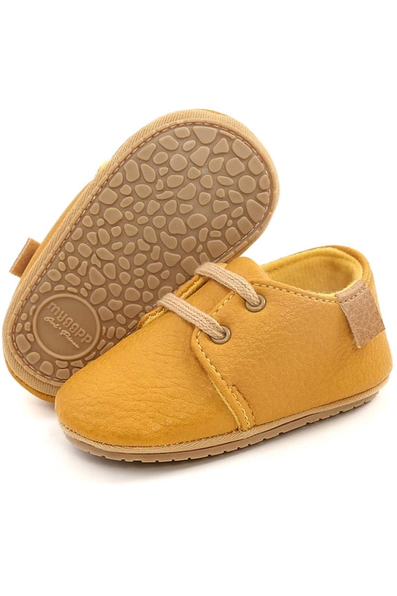 Baby Boys Girls Shoes Lace Up Leather Infant Sneakers Non Slip Rubber Sole Newborn Loafers Toddler First Walker Crib Shoes