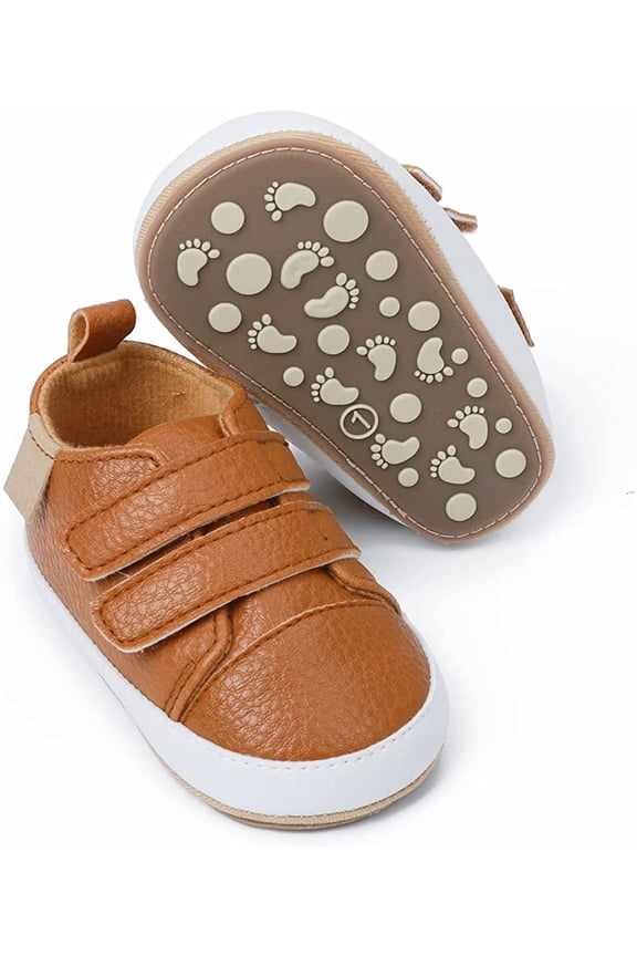 Baby Boys Girls Shoes Lace Up Leather Infant Sneakers Non Slip Rubber Sole Newborn Loafers Toddler First Walker Crib Shoes