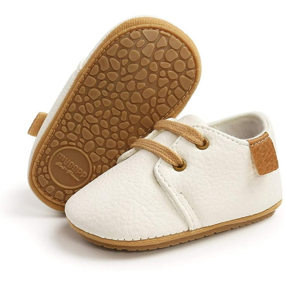 Baby Boys Girls Shoes Lace Up Leather Infant Sneakers Non Slip Rubber Sole Newborn Loafers Toddler First Walker Crib Shoes