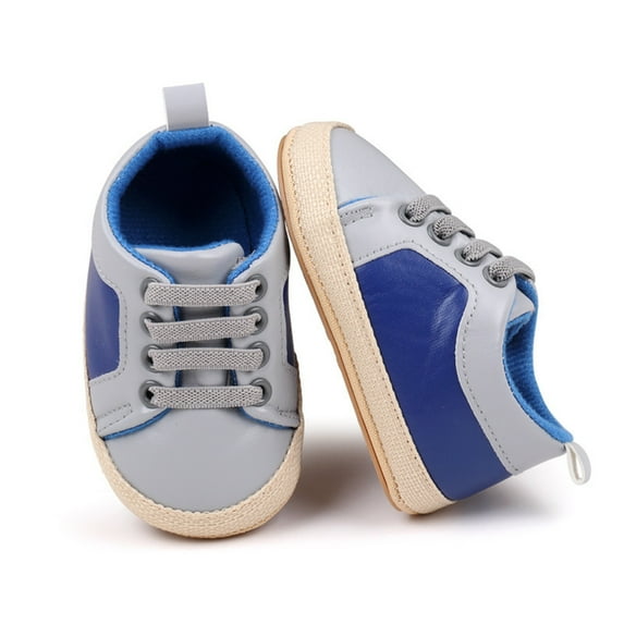 Baby Boys Girls Shoes Non-Slip Rubber Sole High-Top PU Leather Sneakers Infant First Walking Shoes Toddler Crib Shoes Newborn Loafers Flats Blue 6 Months