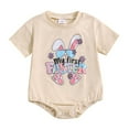 Baby Boys Girls Short Sleeve Easter Letter Prints Romper Kids Clothes