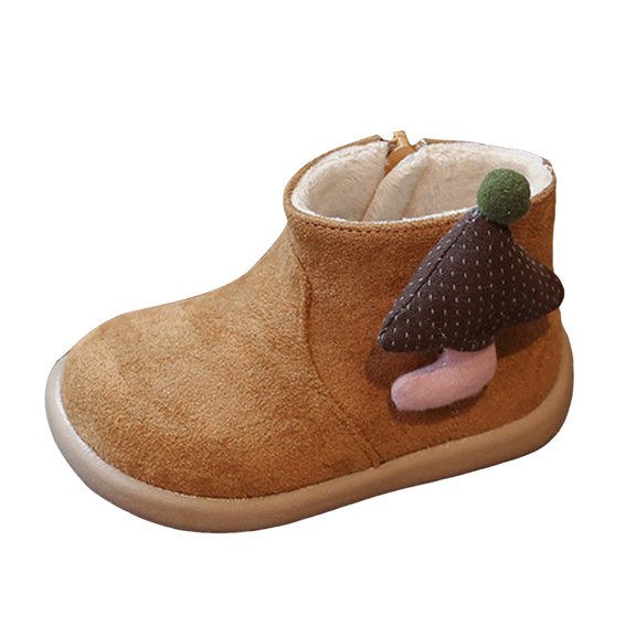 Baby Boys Girls Slip On Suede Ankle Boots with Side Zipper Toddler Round Toe Comfortable Fleece Lined Winter Booties Brown Size 4.5 Infant