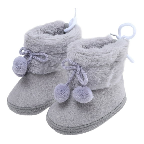 Baby Boys Girls Winter Booties with Grippers Lining Non- Rubber Texture Sole Toddler Crib Shoes Winter Snow Shoes for Boy Girl 12-18 Months