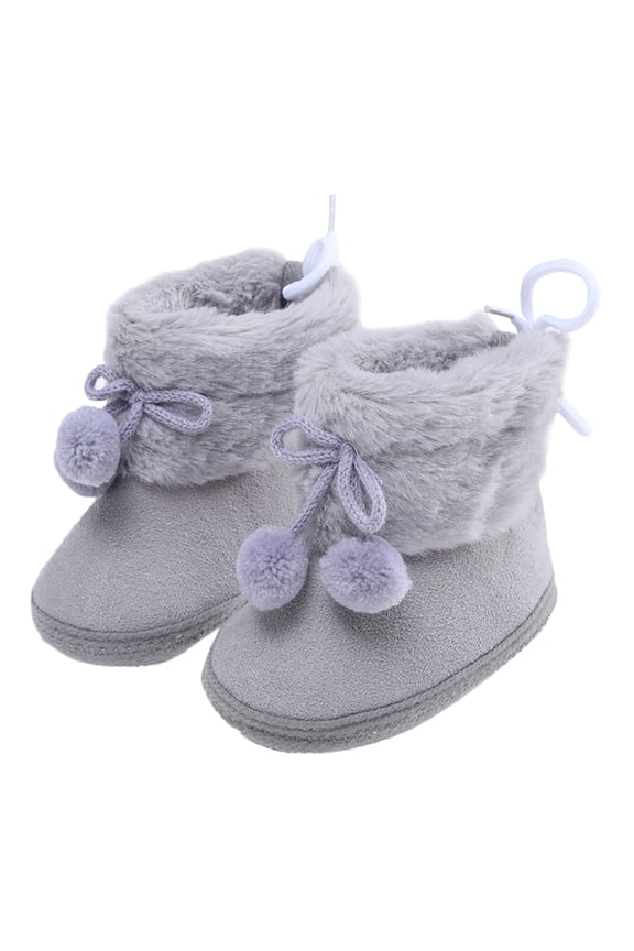 Baby Boys Girls Winter Booties with Grippers Lining Non- Rubber Texture Sole Toddler Crib Shoes Winter Snow Shoes for Boy Girl 12-18 Months