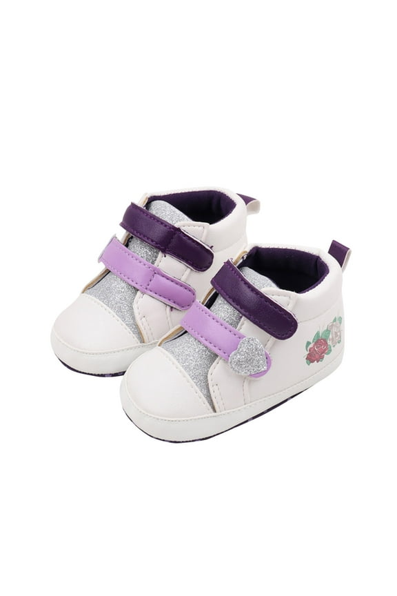 Baby Boys Girls Sneakers Toddler Non-Slip Soft Sole Newborn Infant Lightweight First Walker Crib Shoes for 0-18 Months Purple 9-12 Months