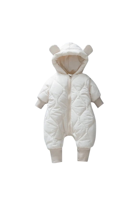 Baby Boys Girls Snow Suits Cute Puffer Romper Outwear Coat for Toddler Warm Jumpsuit Warm Windproof Long Sleeve Winter Baby Boy Clothes for Toddler Boys 1-3 Months