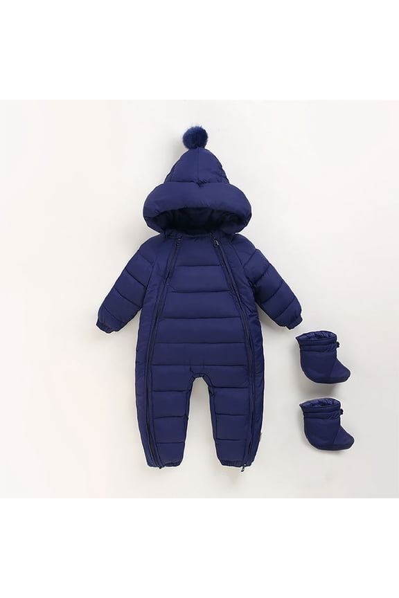 Baby Boys Girls Snow Suits Hooded Romper Coat for Toddler Boys Girls Down Jacket Warm Windproof Long Sleeve Baby Girl Winter Clothes for Toddler Girls 12-18 Months