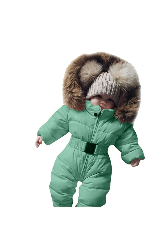 Baby Boys Girls Snow Suits Toddler Jumpsuit Coat for Toddler Warm Jumpsuit Solid Color Long Sleeve Cute Boy Outfits for Toddler Boys 6-9 Months