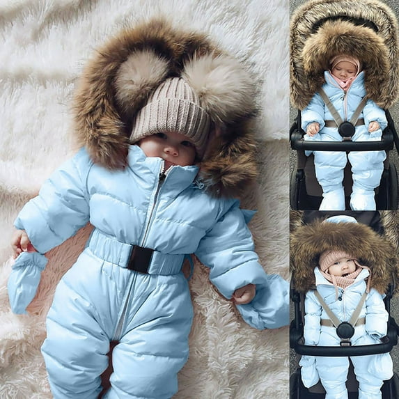 Baby Boys Girls Snow Suits Toddler Winter Jumpsuit Outwear for Baby Winter Coat with Footless Design Warm Windproof Long Sleeve Baby Boy Clothes for Little Boys 3-6 Months